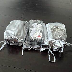 Silver Satin Drawstring Bags